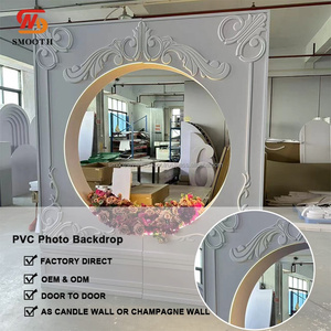 SMOOTH Luxury European Style Acrylic Wedding Led <b>Backdrop</b> Round Middle Engraving <b>Backdrop</b> <b>Stand</b> For Photography - Product Image 3