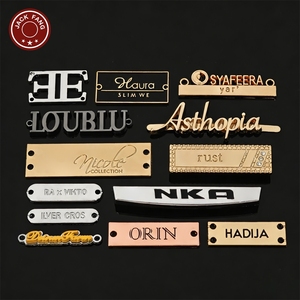 JACK FANG Metal Garment Labels 3D Embossed Logo Rectangle Shape Custom Brand <b>Name</b> <b>Tags</b> for Clothing Accessories - Product Image 2