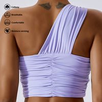 MIQI – soutien-gorge de sport, Design de vêtements, une épaule, Scrunch Yoga, hauts d'entraînement, Gym, femmes, vêtements de sport, une épaule