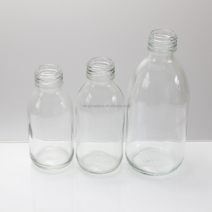 Bán buôn Vòng rõ ràng 100ml 125ml 250ml xi-rô trong suốt Chai thủy tinh để uống chai chất lỏng bằng miệng với nắp nhôm - Product Image 2