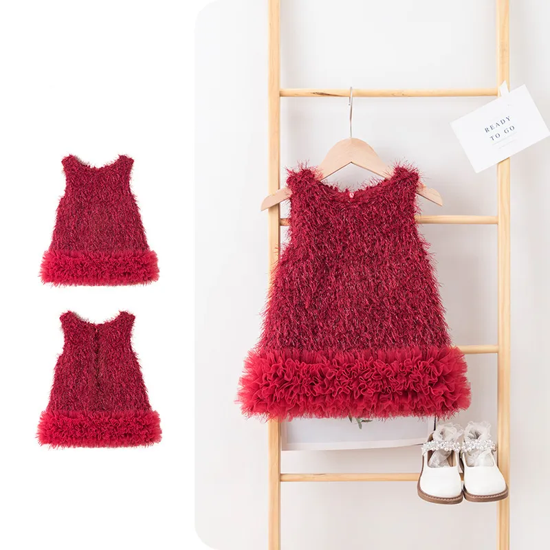 Autumn Winter Baby Girls Birthday Party Wear Dress Clothes Princess Tassel Elegant Vest Dresses For Kids Girl