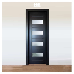 Puerta Interior de Madera Sólida Precolgada, Resistente al Fuego, de Diseño Moderno en Negro, 45 Minutos de Duración, para <span class=keywords><strong>Restaurante</strong></span> Canadiense ULC S104 - Product Image 2