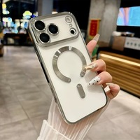 Coque de téléphone transparente à placage magnétique pour iPhone 17 Pro Max, 17, 16, 15, 14, 13, 12 Pro, 17 Air, avec protection de l'appareil photo et compatible charge sans fil