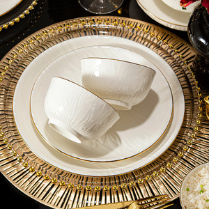 Ensemble de vaisselle en céramique de golf dorée en porcelaine avec bol Phnom Penh et assiette pour soupe, dîner et <span class=keywords><strong>café</strong></span> - Product Image 4