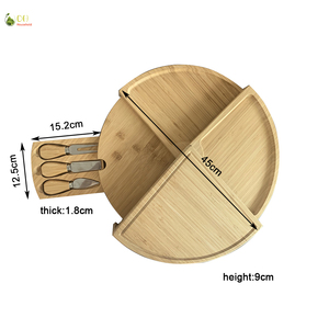 Nueva Tabla de Quesos y Charcutería de Bambú con Juego de Cuchillos, se Almacena en Forma Compacta y se Abre hasta un Diámetro de 18 Pulgadas - Product Image 6