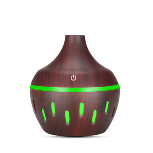 Wood Grain Aroma Diffuser 300Ml Usb Powered Home Essential Oil <b>Humidifier</b> With 7 Color Led Light - Product Image 3