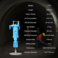 Perforatrice pneumatique YT27 avec jambe d'appui, 0,4-0,63 Mpa, ≤57 L/s, pour l'exploitation minière, la pierrierie et la construction de tunnels jusqu'à 5 m de profondeur