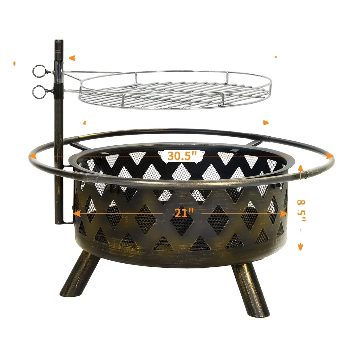 Large Round Metal Cast Iron fire pits Heated Stove Picnic wood burning fire pit outdoor Barbecue Bonfire Pot camping Fire Pit