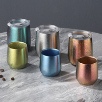 Gelas Luar Ruangan Sekali Pakai Ramah Lingkungan Berlapis Ganda Titanium dengan Desain Frost/Warna-warni dan Motif Bunga Es untuk Air, Teh, Anggur & Lainnya