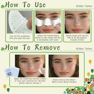 St Patricks Day Temporary Face <b>Tattoo</b> Sticker Green Irish Flag Clover <b>Paper</b> Decal for Holiday Party Makeup Professional Use - Product Image 6