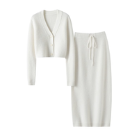 Ensemble jupe cardigan en tricot cachemire pour femme Jupe slim pour printemps été