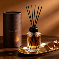 Bouteille diffuseur de parfum en verre cylindrique à fond rond 100ml 200ml, couleur personnalisée, bouchon à vis, OEM ODM