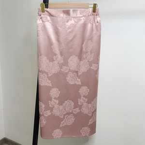 2025 New Chinese Heavy <strong>Silk</strong> Mulberry <strong>Silk</strong> Vintage Jacquard Satin Women's <strong>plus</strong> <strong>size</strong> Skirt Slit Long Skirt - Product Image 2