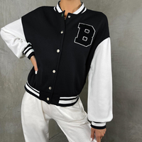 Fabricant OEM Manteau en chenille brodé en cuir imprimé StreetWear de baseball avec logo personnalisé pour les femmes Veste universitaire bombardier courte