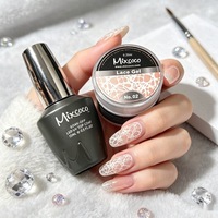 Mixcoco Vernis à ongles gel effet dentelle sans TPO, UV LED, à retirer par trempage, effet dentelle abstraite creuse, nécessite une base et un top coat spéciaux, pour salon de manucure