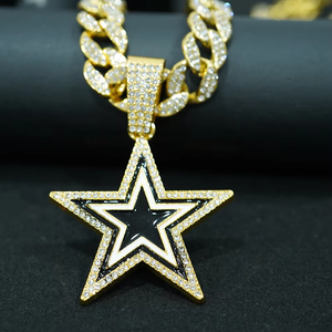 Collar con Colgante de Estrella de Cinco Puntas con Goteo de Aceite Azul y Perla, Insignia del Equipo de Rugby de los Dallas Cowboys, Éxito de Ventas Europeo y Americano - Product Image 4
