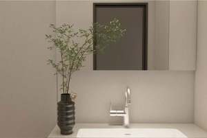 Vasque de salle de bain flottante simple grise moderne et minimaliste pour appartement de petite taille - Product Image 4