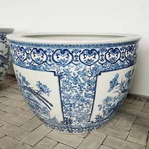 Jingdezhen Extra Large Bleu et Blanc Porcelaine Fish Tank Céramique <span class=keywords><strong>Jardinière</strong></span> Fish Basin Cour Lotus Water Lily Grand <span class=keywords><strong>Réservoir</strong></span> - Product Image 4