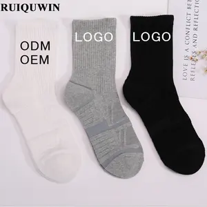 RUIQUWIN fábrica OEM logotipo personalizado algodón diseño baloncesto calcetines hombres correr atletismo élite baloncesto deportes equipo Calcetines