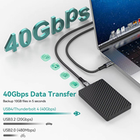 Cable USB 4 Tipo C a Tipo C de 8k 60hz, 40gbps de Datos, Carga PD de 240w, Aleación de Aluminio, Cobre Puro, Trenzado de Nailon, 12 Meses de Garantía, 0.5m
