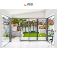 WANJIA usine de gros évalué en aluminium portes coulissantes en verre aluminium portes patio en verre portes patio extérieures coulissantes
