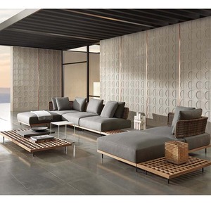 Juego de Sofás de Mimbre y <span class=keywords><strong>Aluminio</strong></span> para Exteriores, Moderno y de Lujo, 4 Piezas, Combinación de Comedor Esquinero, Muebles de Jardín Duraderos para Sala de Estar Estilo Rústico - Product Image 1