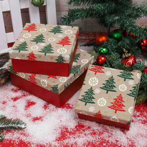 New <b>Christmas</b> Gold Foil Gift <b>Box</b> Square Jewelry <b>Box</b> with Top and Bottom Cover Made of Hemp Cloth and Dusting Powder Material - Product Image 5