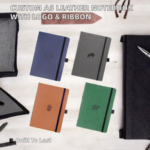 สมุดโน้ตปกหนัง PU แบบกำหนดเอง ขนาด A5 สำหรับเป็นของขวัญ พร้อมโลโก้และธีม ปกแบบสั่งทำพิเศษ ริบบิ้นสองสี ปกแข็งเย็บเข้าเล่ม 100 แผ่น - Product Image 2