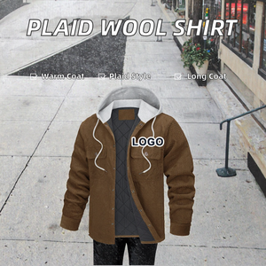 Chaqueta Larga Acolchada de Moda, Diseño a Cuadros, Tela de Lona, Algodón y Fibra de Bambú, Ecológica para Hombre, Invierno - Product Image 2