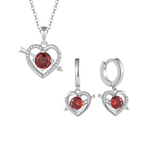 Juego de Joyería de Plata de Ley 925 con Diseño de Flecha de Cupido y Corazón, Romántico para el Día de San Valentín, Aretes y Colgante con Temática de <span class=keywords><strong>Amor</strong></span>, Regalo de Joyería Fina - Product Image 1