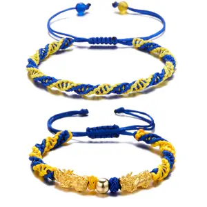 Ukraine Bracelet Blue Yellow Handmade Woven Braided Rope Ukranian Country Flag Bracelet Men Women Kids Wristband Cuff