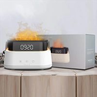 2025 nouveau Smart électrique 7 couleurs LED horloge USB ultrasons Air arôme humidificateur feu flamme diffuseur d'huile essentielle pour un usage domestique