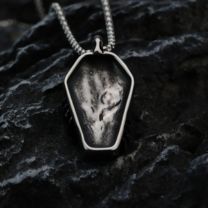 Collar con Colgante de Calavera y Ataúd de Acero Inoxidable para Hombre, Diseño Punk de Esqueleto, Forma Geométrica, Joyería de Moda - Product Image 4