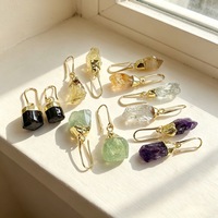 Boucles d'oreilles en cristal de quartz rose en gros, bijoux de mode en pierre naturelle pour femmes 2022, boucles d'oreilles en cristal brut, boucles d'oreilles Druzy