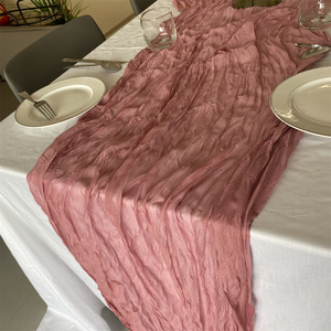 90*300CM Anpassbare Knittergaze-Tischdecke mit Einfarbigem Muster für Hochzeit, Geburtstag, Party und Feiern - Product Image 6