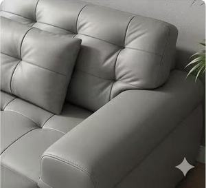Sofá de Cuero Genuino de Diseño Moderno, Sofá Cama Reclinable Modular con Asientos Profundos y Tapizado Tipo Biscuit de Lujo - Product Image 4
