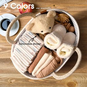 ตะกร้าเปลี่ยนผ้าอ้อมเด็ก พร้อมกล่องเก็บผ้าอ้อม ผ้าคลุมกันน้ำแบบสองชั้น โต๊ะเปลี่ยนผ้าอ้อมแบบพกพา ทำจากเชือกฝ้ายออร์แกนิค - Product Image 5