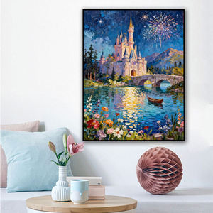 Dipinto Fai-<span class=keywords><strong>da</strong></span>-Te 40*50cm con Numeri, Fuochi d'Artificio nella Notte di un Castello <span class=keywords><strong>da</strong></span> Sogno, Decorazione Murale per la Casa - Product Image 2