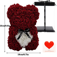 Fait à la main 25cm fleur éternelle Rose ours déesse PVC boîte-cadeau frais mousse fleur ours pour l'étiquetage transfrontalier pour la Saint-Valentin