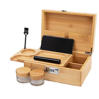 Boîte de rangement personnalisée en gros avec logo et couleur, pots anti-odeur, boîte de rangement en bois de bambou, accessoires pour fumeurs avec plateau à rouler