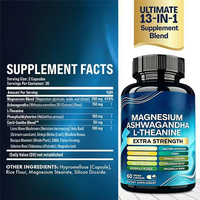 Complément 13-en-1 Magnésium Ashwagandha Théanine Cortisol Tout-en-un : Capsules de Magnésium Glycinate, Ashwagandha et L-théanine