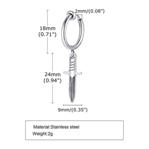 Wholesale Stainless Steel <b>Hoop</b> <b>Earrings</b> Dagger Pendant <b>Earring</b> Jewelry - Product Image 4