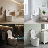 Toilette intelligente murale en céramique moderne, design minimaliste pour projets hôteliers et gîtes, avec levage automatique du couvercle multifonctionnel