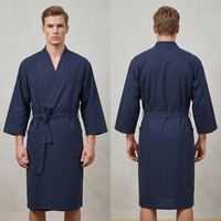 Peignoir Kimono Unisexe en Coton et Lin de Haute Qualité avec Logo Personnalisé pour Hôtel et Maison