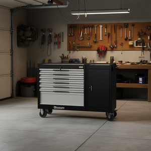 Armoire à outils Fasano à 6 tiroirs, en acier, sur roulettes, avec portes verrouillables et roulettes pour usage en garage - Product Image 3