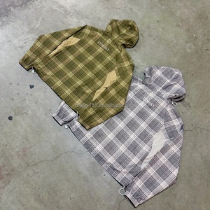 Vestes imperméables surdimensionnées pour hommes de qualité supérieure, design personnalisé en patchwork à carreaux, coupe-vent d'extérieur, vestes en nylon à capuche - Product Image 2