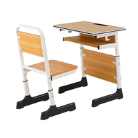 Ensemble Chaise et Bureau Scolaire en Bois Moderne Personnalisable avec Tiroir, Porte-Stylo, Crochets et Pieds Antidérapants – Conception Confortable pour Centres de Formation