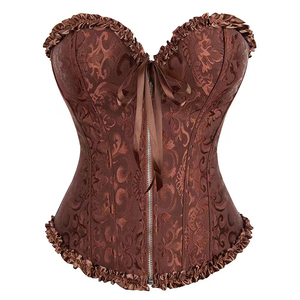Corsets et Bustiers Sexy pour Femmes – Noir, Blanc, Rose, Bleu, Marron – <span class=keywords><strong>Crochet</strong></span>és, Zippés, Style Vintage, Corselet Overbust Écologique - Product Image 4