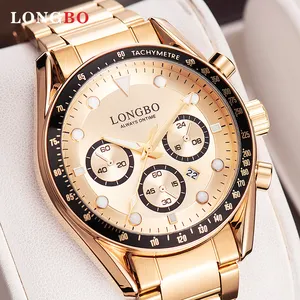 Longbo Private Label Mannen Horloge Luxe, Merk Sport Horloges Voor Mannen Waterdicht, Heren Chronograaf Horloge Oem 2023 Wijzerplaat Maker Glas
