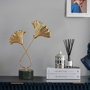 Adorno de Escritorio de Latón con Hoja de Ginkgo Ezom, Decoración de Hogar de Varias Piezas, Decoración para Sala de Estar - Product Image 2